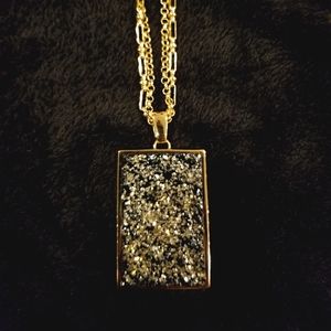 Chico's necklace: black/gold square